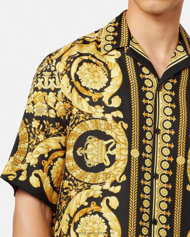 oblečenie X8X8P1297 Versace baroková hodvábna košeľa vytlačiť muži