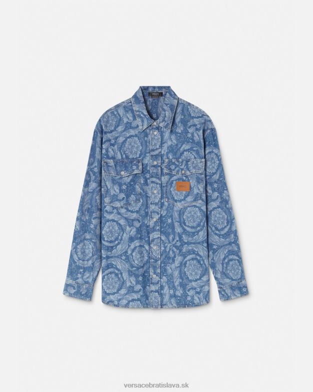 oblečenie X8X8P1299 Versace barocco jacquard denim overshirt modrá a potlač muži