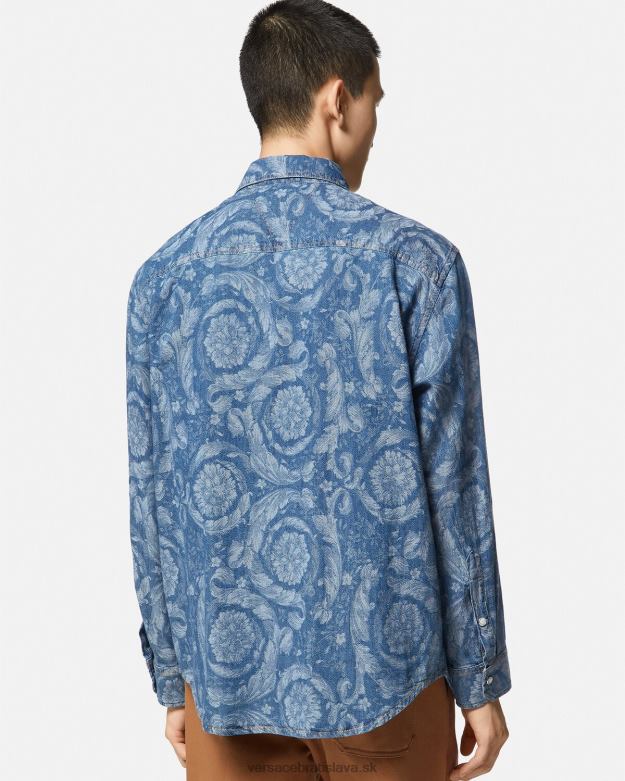 oblečenie X8X8P1299 Versace barocco jacquard denim overshirt modrá a potlač muži