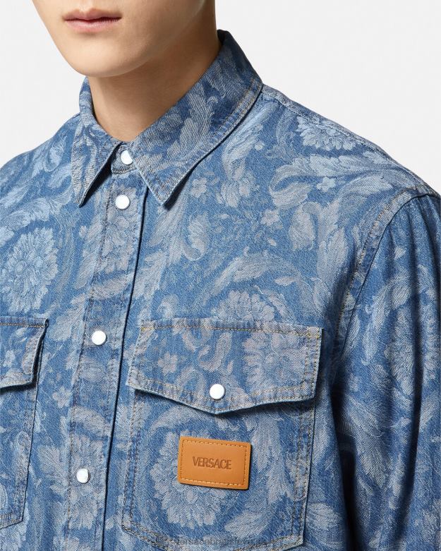 oblečenie X8X8P1299 Versace barocco jacquard denim overshirt modrá a potlač muži