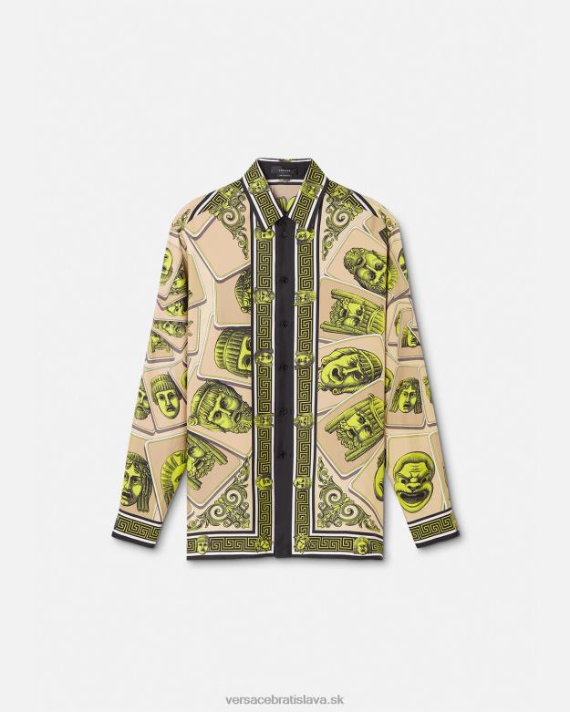 oblečenie X8X8P1306 Versace hodvábna košeľa le maschere vytlačiť muži