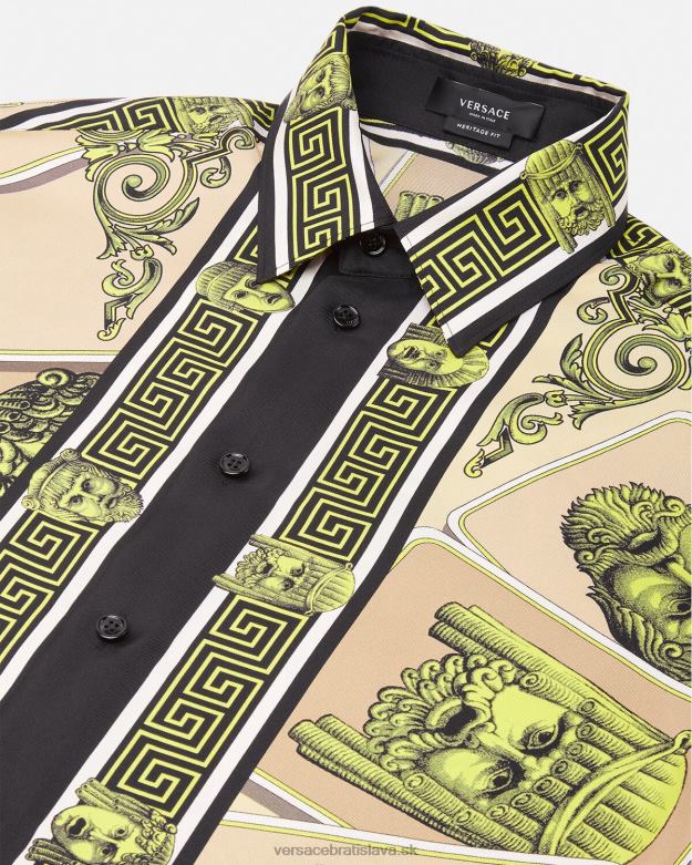 oblečenie X8X8P1306 Versace hodvábna košeľa le maschere vytlačiť muži