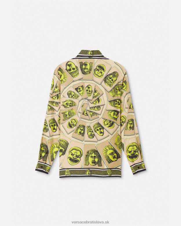 oblečenie X8X8P1306 Versace hodvábna košeľa le maschere vytlačiť muži