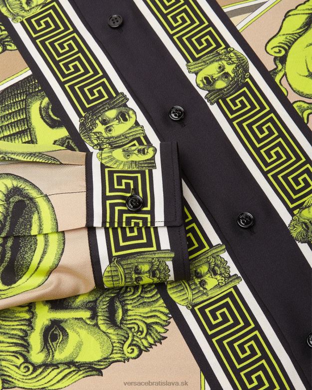 oblečenie X8X8P1306 Versace hodvábna košeľa le maschere vytlačiť muži