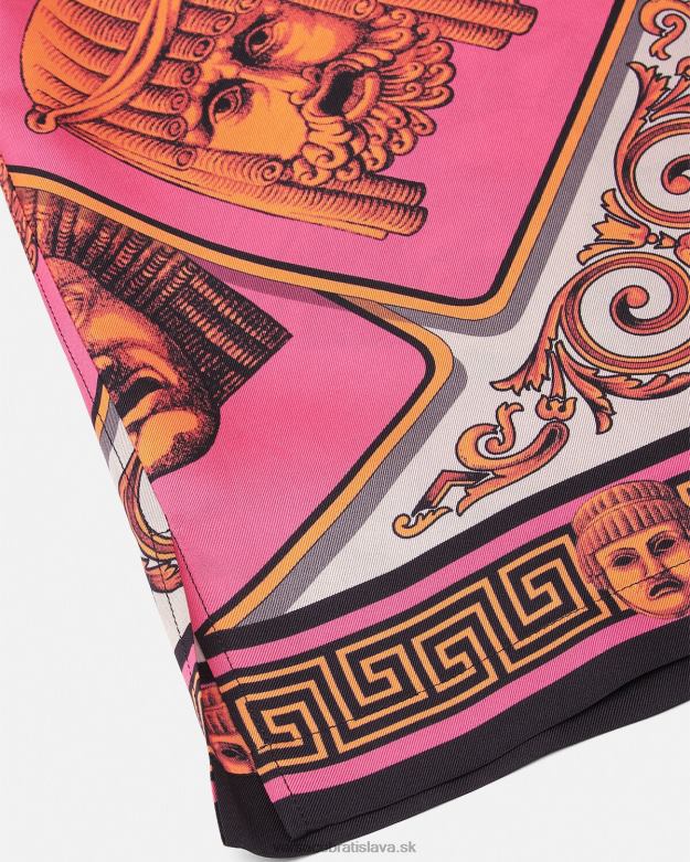 oblečenie X8X8P1307 Versace hodvábna košeľa le maschere ružová a potlač muži