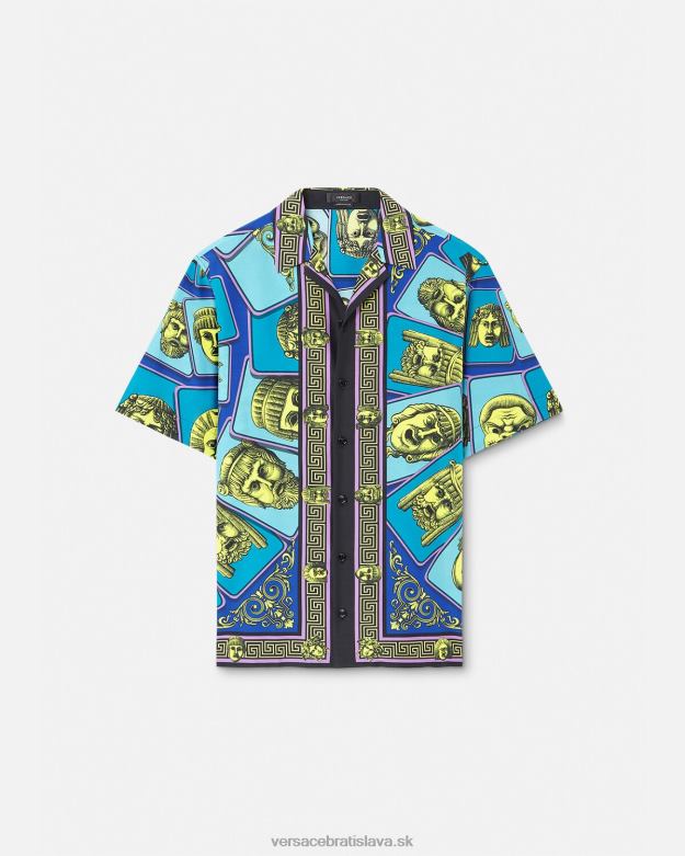 oblečenie X8X8P1309 Versace le maschere košeľa zo zmesi bavlny vytlačiť muži