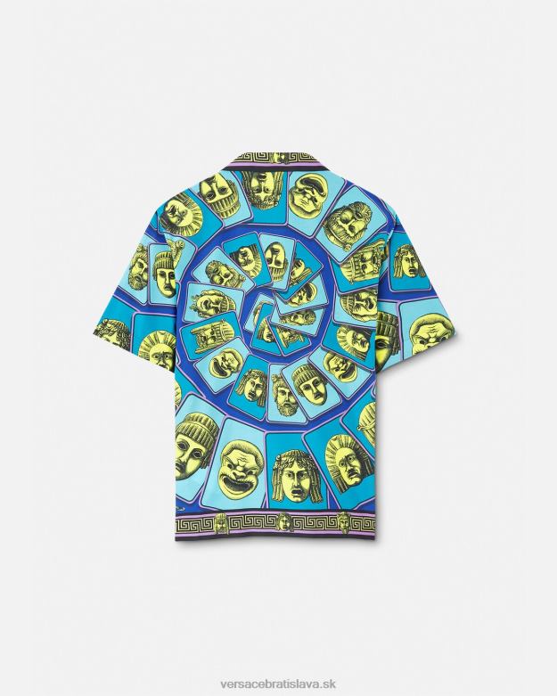 oblečenie X8X8P1309 Versace le maschere košeľa zo zmesi bavlny vytlačiť muži