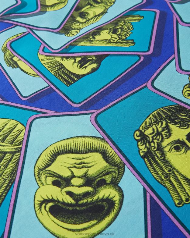 oblečenie X8X8P1309 Versace le maschere košeľa zo zmesi bavlny vytlačiť muži