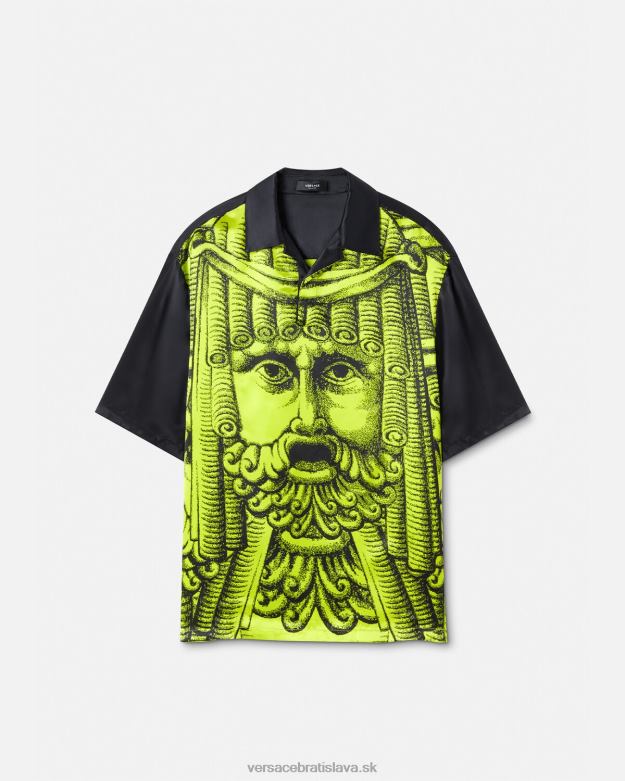 oblečenie X8X8P1310 Versace la maschera polokošeľa s krátkym rukávom čierna & limetka muži
