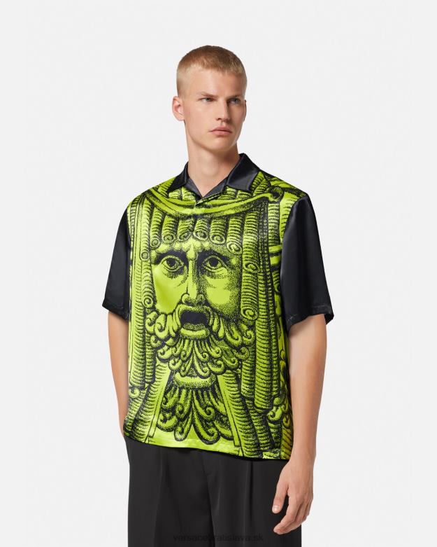 oblečenie X8X8P1310 Versace la maschera polokošeľa s krátkym rukávom čierna & limetka muži