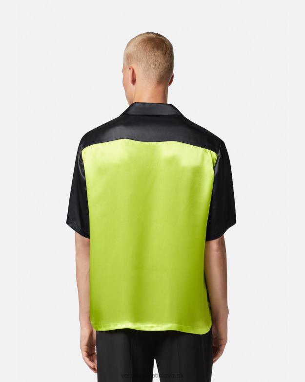 oblečenie X8X8P1310 Versace la maschera polokošeľa s krátkym rukávom čierna & limetka muži