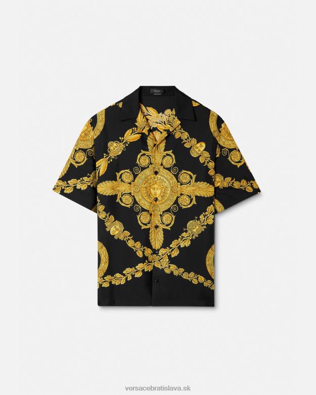oblečenie X8X8P1311 Versace maschera baroková hodvábna košeľa vytlačiť muži