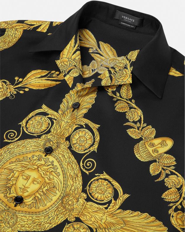 oblečenie X8X8P1311 Versace maschera baroková hodvábna košeľa vytlačiť muži