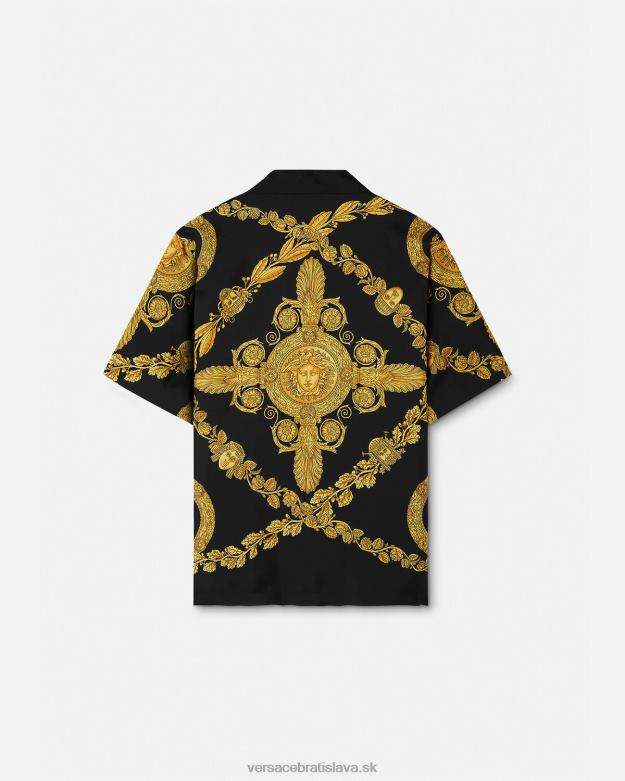 oblečenie X8X8P1311 Versace maschera baroková hodvábna košeľa vytlačiť muži