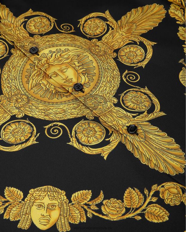 oblečenie X8X8P1311 Versace maschera baroková hodvábna košeľa vytlačiť muži