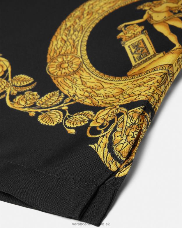 oblečenie X8X8P1311 Versace maschera baroková hodvábna košeľa vytlačiť muži
