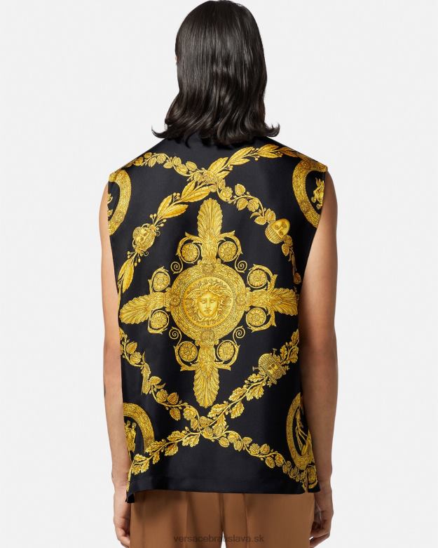 oblečenie X8X8P1312 Versace maschera baroková hodvábna košeľa vytlačiť muži