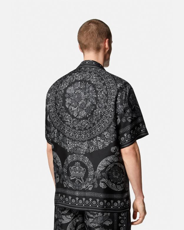 oblečenie X8X8P1315 Versace hodvábna košeľa s barokovou siluetou vytlačiť muži