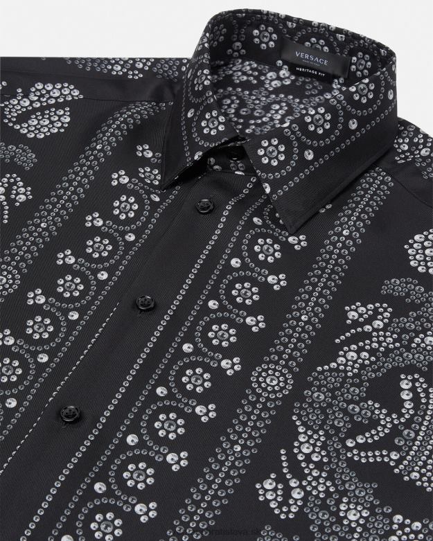 oblečenie X8X8P1316 Versace hodvábna košeľa s barokovou siluetou vytlačiť muži