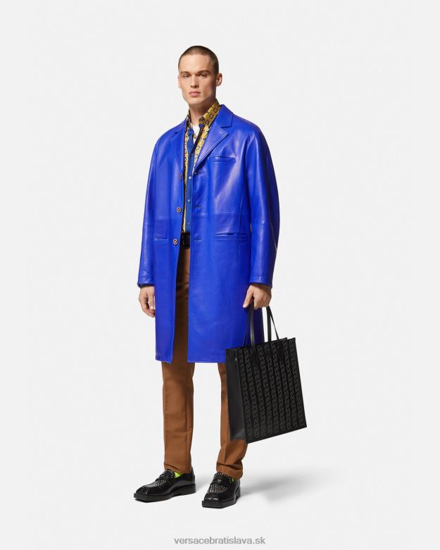 oblečenie X8X8P1318 Versace hodvábna košeľa barocco 660 modrá a zlatá muži