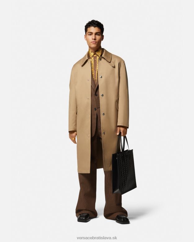 oblečenie X8X8P1320 Versace hodvábna košeľa barocco 660 hnedá a zlatá muži