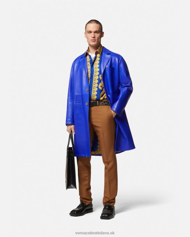 oblečenie X8X8P1321 Versace bavlnená košeľa barocco 660 modrá a zlatá muži