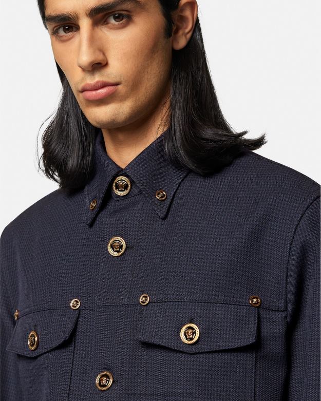 oblečenie X8X8P1322 Versace mikina medusa houndstooth Modrá muži
