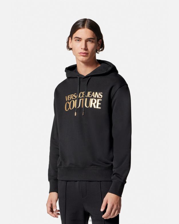 oblečenie X8X8P2362 Versace mikina s logom čierne zlato muži
