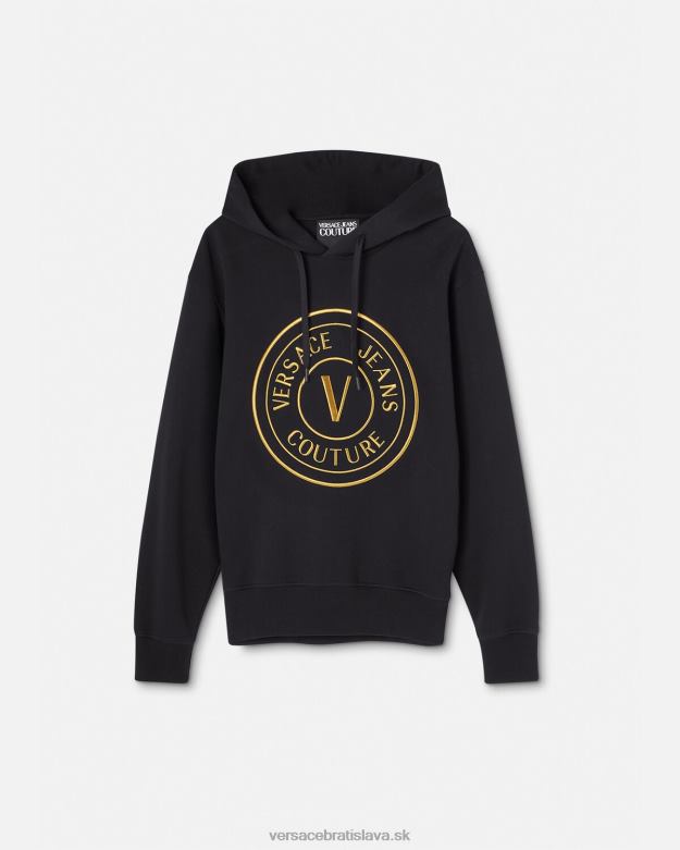 oblečenie X8X8P2364 Versace mikina s V-emblémom čierne zlato muži
