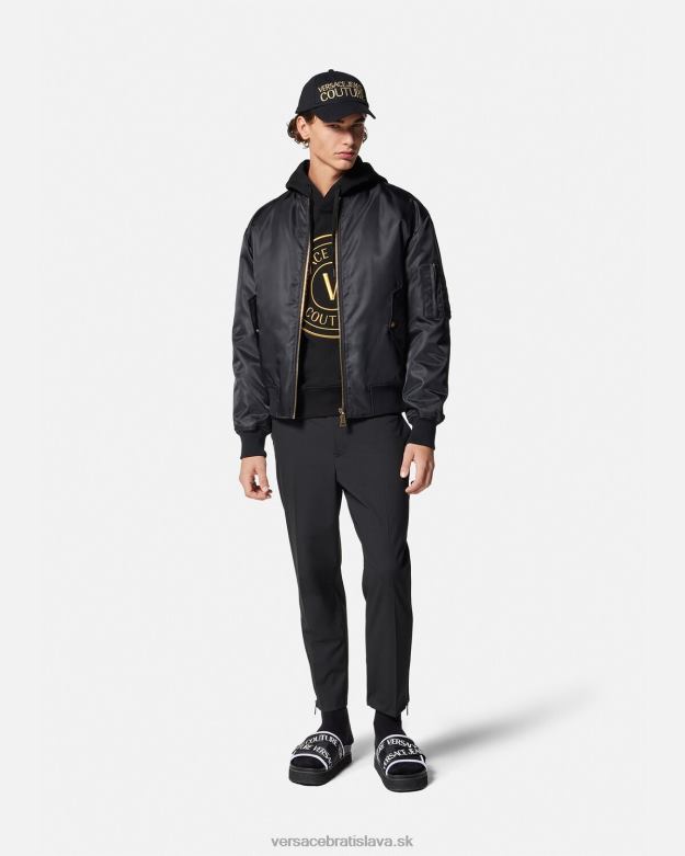 oblečenie X8X8P2364 Versace mikina s V-emblémom čierne zlato muži