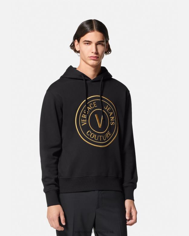 oblečenie X8X8P2364 Versace mikina s V-emblémom čierne zlato muži
