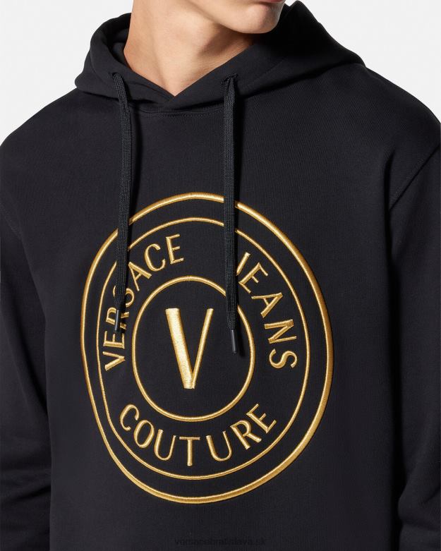 oblečenie X8X8P2364 Versace mikina s V-emblémom čierne zlato muži
