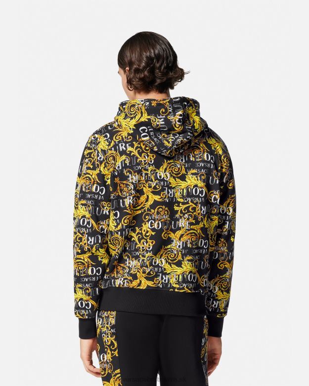 oblečenie X8X8P2403 Versace mikina s kapucňou na zips s logom čierne zlato muži