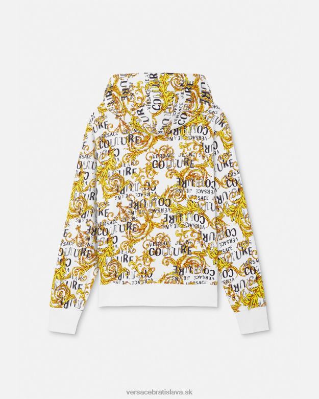 oblečenie X8X8P2404 Versace mikina s kapucňou na zips s logom zlatá a biela muži