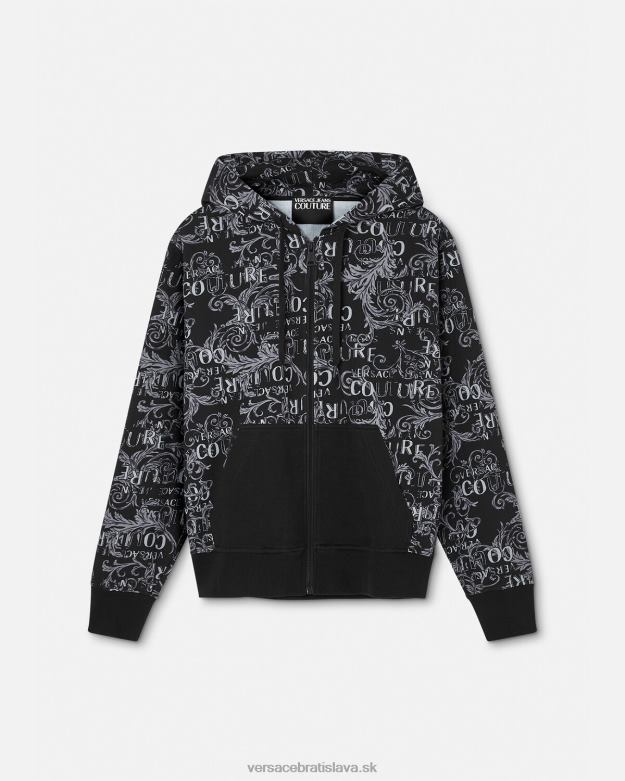 oblečenie X8X8P2405 Versace mikina s kapucňou na zips s logom čierna muži