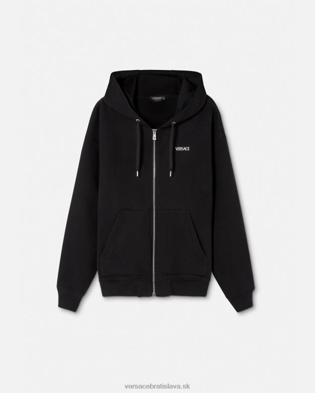 oblečenie X8X8P1413 Versace mikina s logom na zips čierna muži