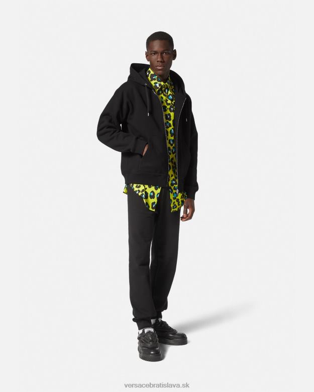 oblečenie X8X8P1413 Versace mikina s logom na zips čierna muži