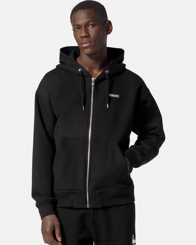 oblečenie X8X8P1413 Versace mikina s logom na zips čierna muži