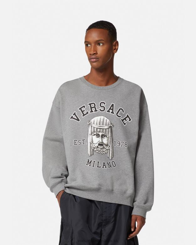 oblečenie X8X8P1415 Versace mikina s logom la maschera sivá muži