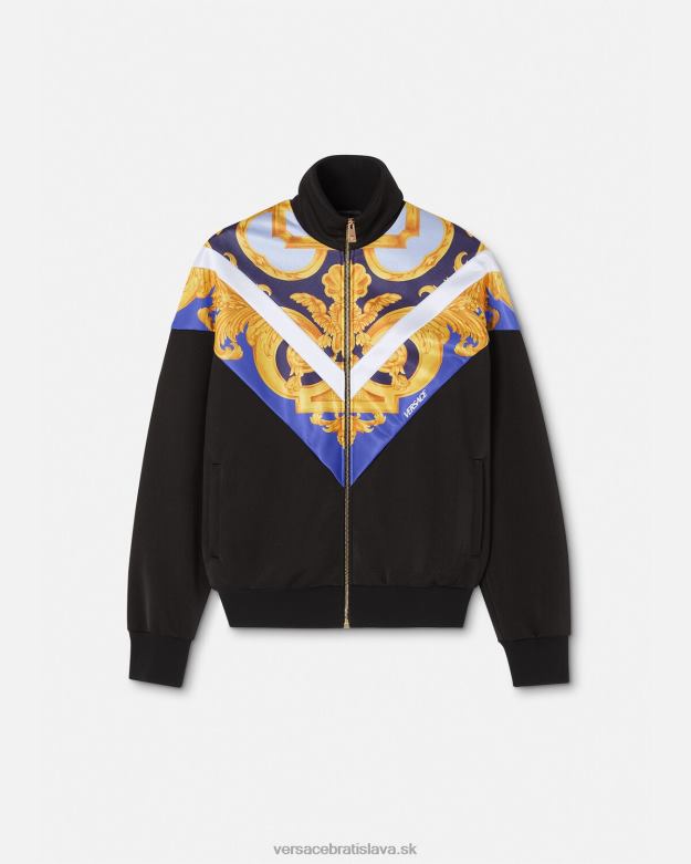 oblečenie X8X8P1417 Versace mikina barocco 660 na zips modrá a zlatá muži
