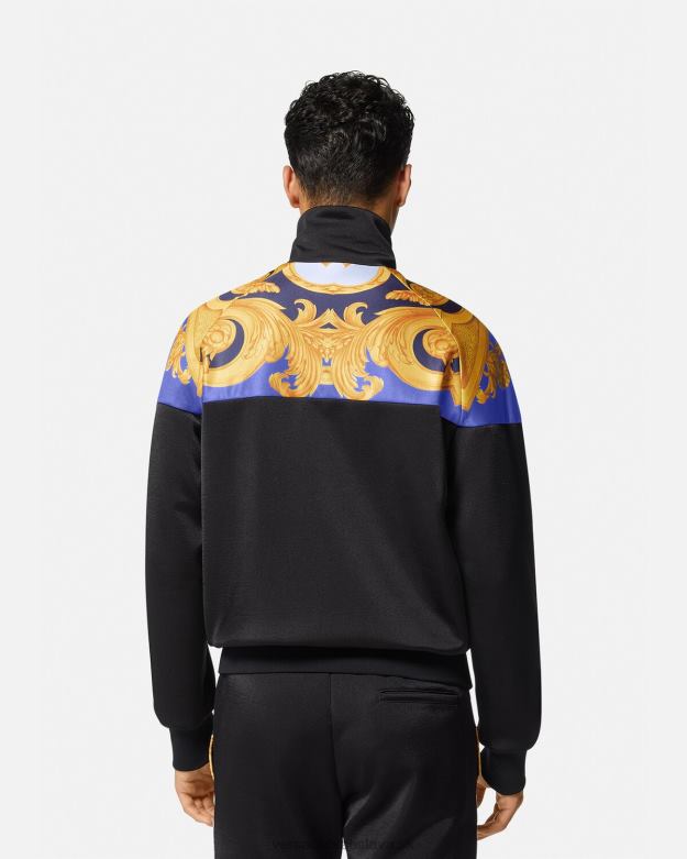 oblečenie X8X8P1417 Versace mikina barocco 660 na zips modrá a zlatá muži