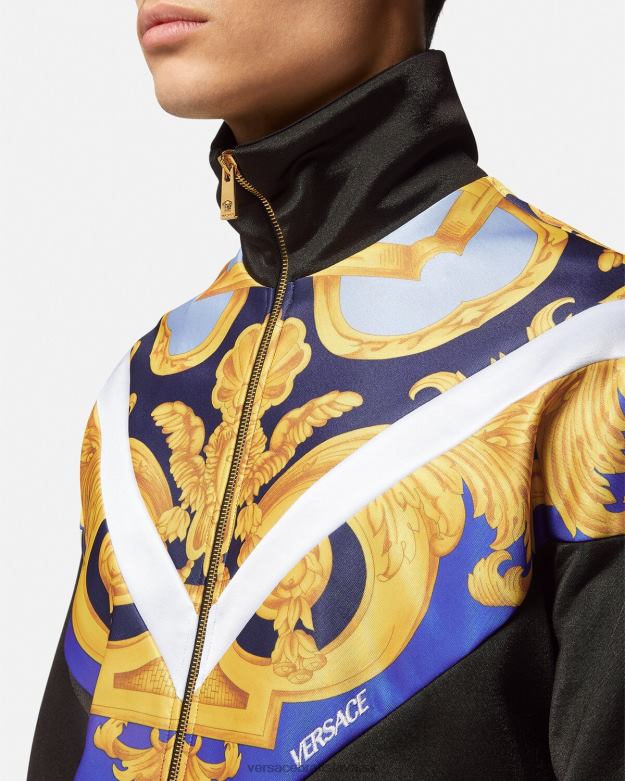 oblečenie X8X8P1417 Versace mikina barocco 660 na zips modrá a zlatá muži