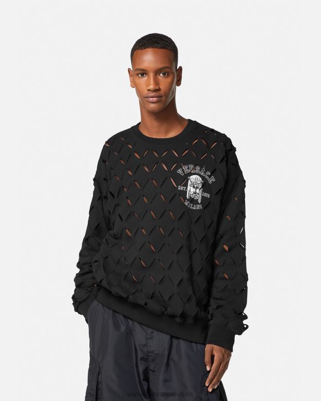 oblečenie X8X8P1422 Versace mikina s logom slash la maschera čierna muži