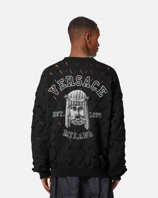 oblečenie X8X8P1422 Versace mikina s logom slash la maschera čierna muži