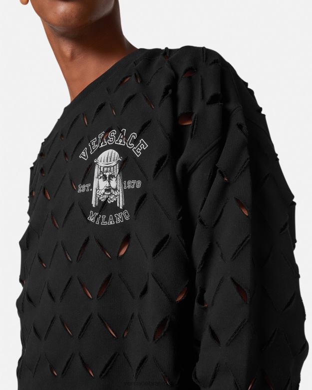 oblečenie X8X8P1422 Versace mikina s logom slash la maschera čierna muži