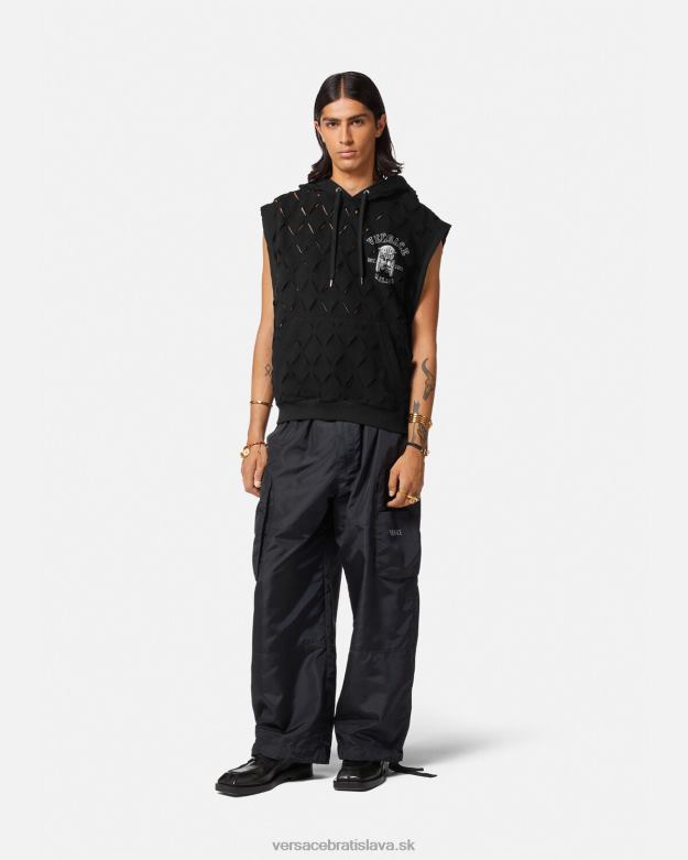 oblečenie X8X8P1423 Versace mikina s kapucňou s logom slash la maschera čierna muži