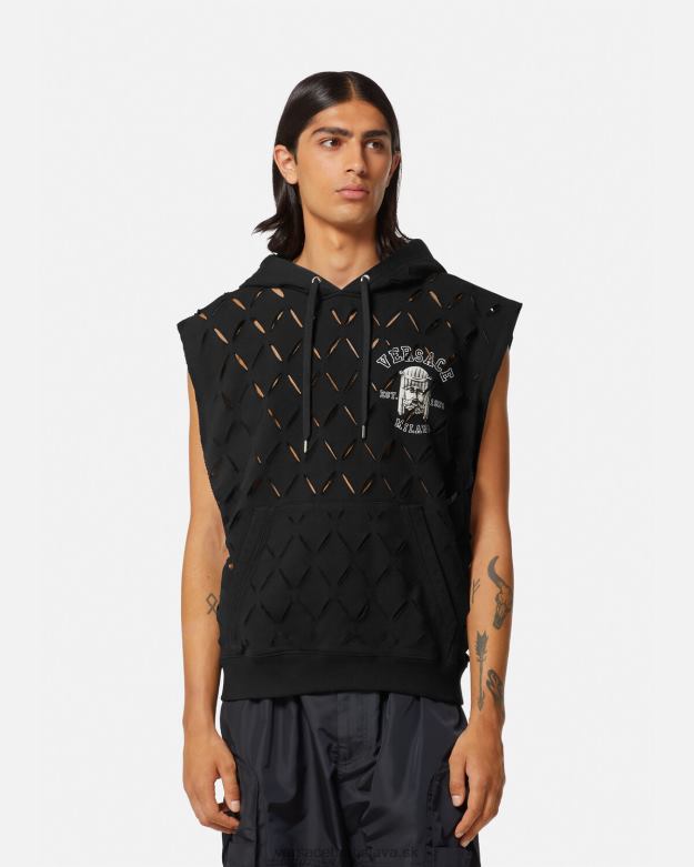 oblečenie X8X8P1423 Versace mikina s kapucňou s logom slash la maschera čierna muži