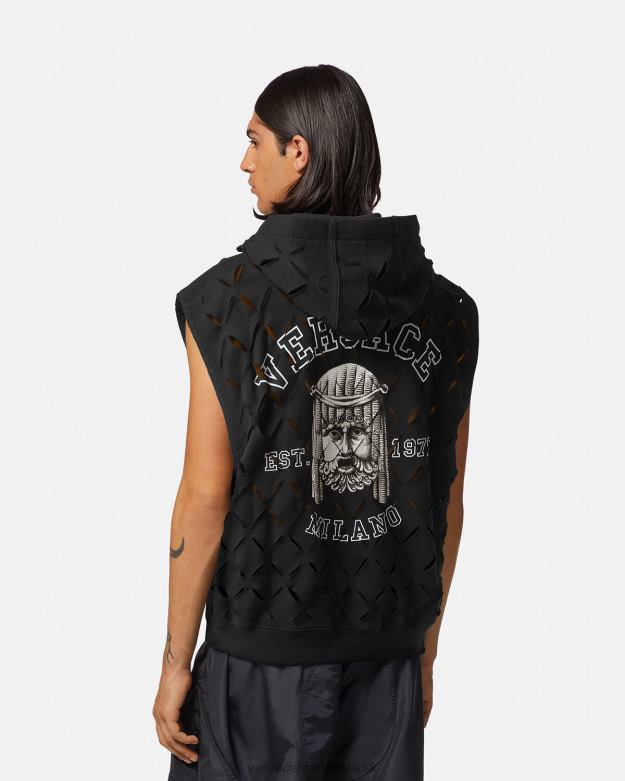 oblečenie X8X8P1423 Versace mikina s kapucňou s logom slash la maschera čierna muži