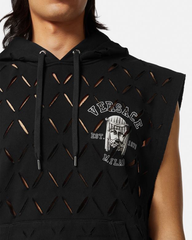oblečenie X8X8P1423 Versace mikina s kapucňou s logom slash la maschera čierna muži