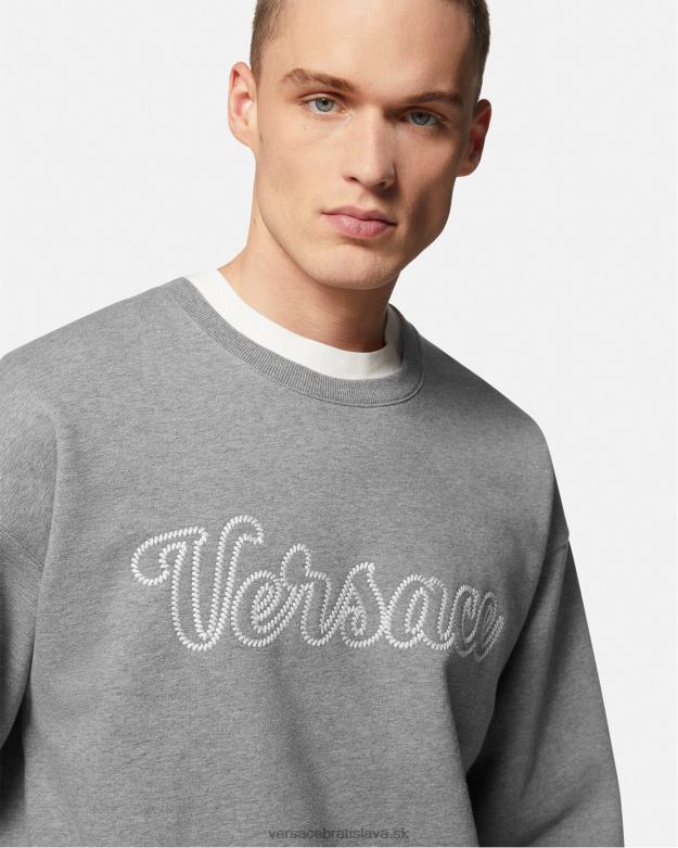 oblečenie X8X8P1424 Versace mikina s logom univerzity sivá muži